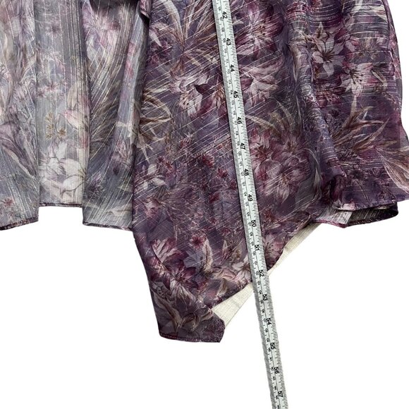 Marchesa Notte Floral Chiffon‎ Asymmetric Ruffle Maxi Dress 6 Purple Romantic - Picture 16 of 16